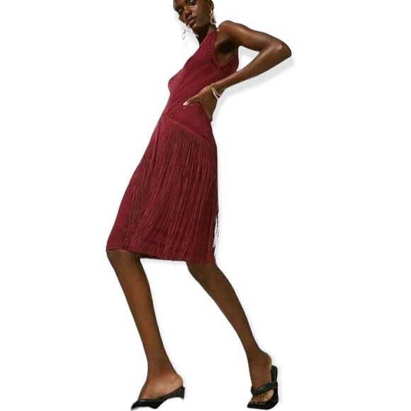 NWT Karen Millen Open Stitch Fringe Knit Dress - Picture 1 of 11